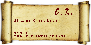 Oltyán Krisztián névjegykártya